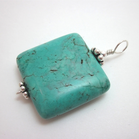 Turquoise Square with Sterling Silver Accent - Click Image to Close